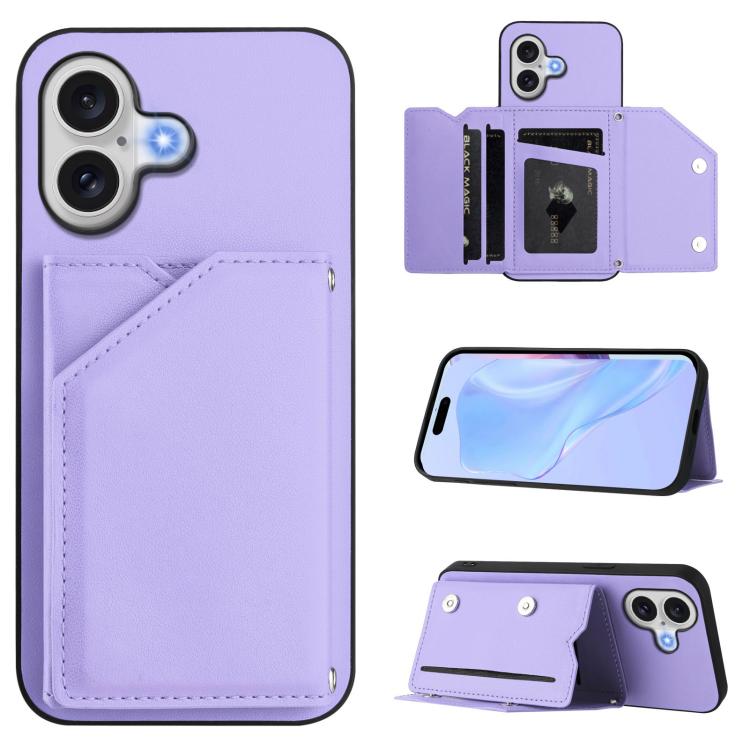 Skin Feel Four Card Slots Phone Case with Wrist Strap, For iPhone 17 Pro Max, For iPhone 17 Pro, For iPhone 17, For iPhone Air, For iPhone 16 Pro Max, For iPhone 16 Pro, For iPhone 16 Plus, For iPhone 16