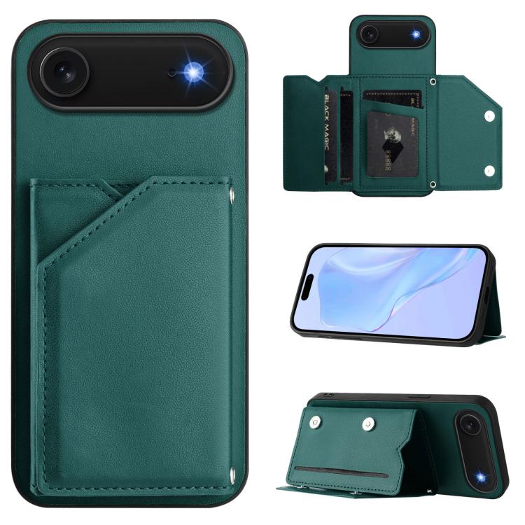 Skin Feel Four Card Slots Phone Case with Wrist Strap, For iPhone 17 Pro Max, For iPhone 17 Pro, For iPhone 17, For iPhone Air, For iPhone 16 Pro Max, For iPhone 16 Pro, For iPhone 16 Plus, For iPhone 16