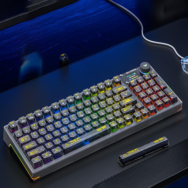 AULA F98Pro V3 99 Keys Wired/2.4G/Bluetooth Three Model RGB Mechanical Keyboard, Ice Crystal Shaft