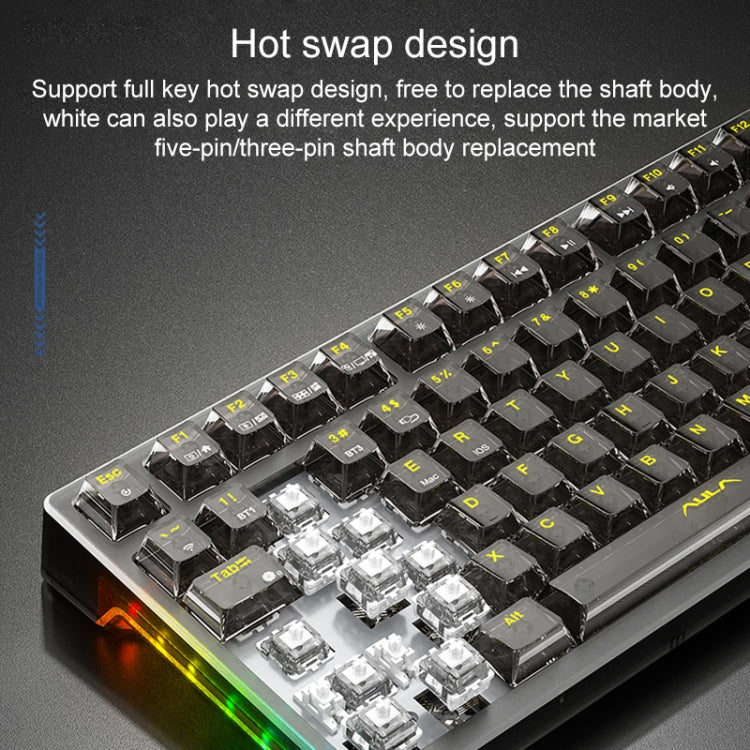 AULA F98Pro V3 99 Keys Wired/2.4G/Bluetooth Three Model RGB Mechanical Keyboard, Ice Crystal Shaft