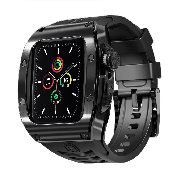 RedPepper Armor Metal Case Integrated Silicone Watch Band, For Apple Watch 44mm / 45mm