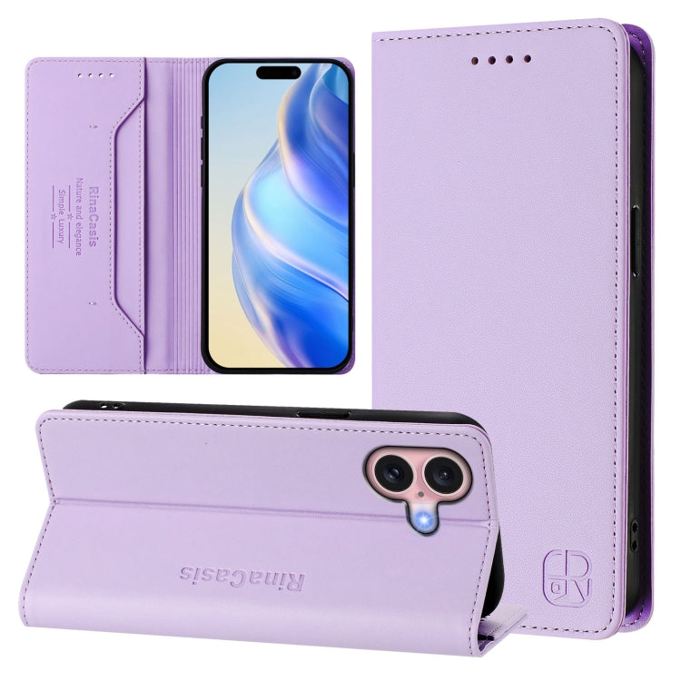 RC01 Dual-Folded Magnetic Suction RFID Leather Phone Case, For iPhone 16 Pro, For iPhone 16 Plus, For iPhone 16, For iPhone 15 Pro Max, For iPhone 15 Pro, For iPhone 15 Plus