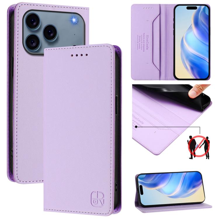 RC01 Dual-Folded Magnetic Suction RFID Leather Phone Case, For iPhone 17e / 16e, For iPhone 17 Pro Max, For iPhone 17 Pro, For iPhone 17, For iPhone Air, For iPhone 16 Pro Max