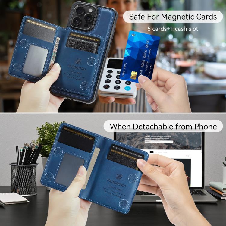 AutSpace A13 MagSafe Magnetic RFID Flip Card Bag Phone Case, For iPhone 12 Pro Max, For iPhone 12 Pro