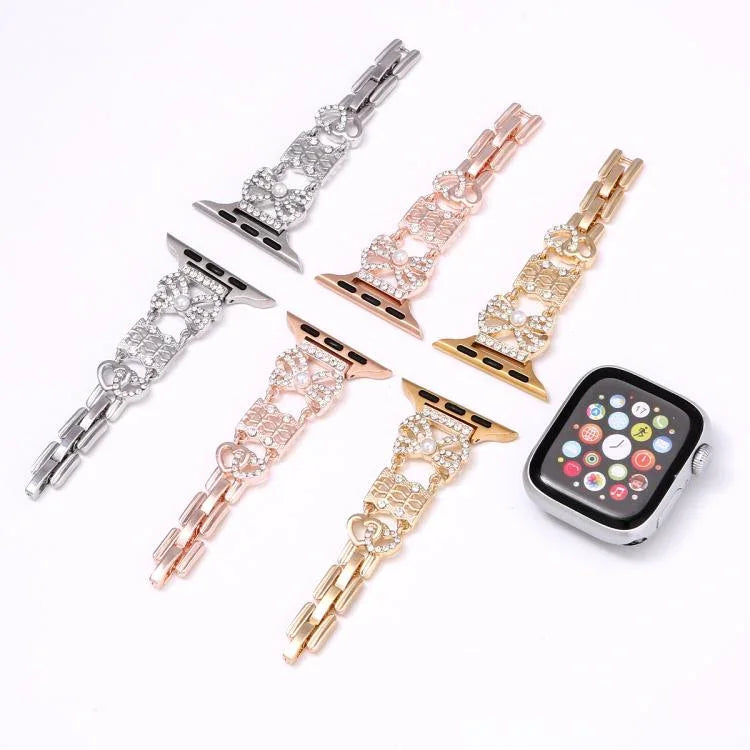 Bow Jewelry Buckle Stainless Steel Watch Band, For Apple Watch 46mm / 49mm / 45mm / 44mm, For Apple Watch 42mm / 41mm / 40mm / 38mm