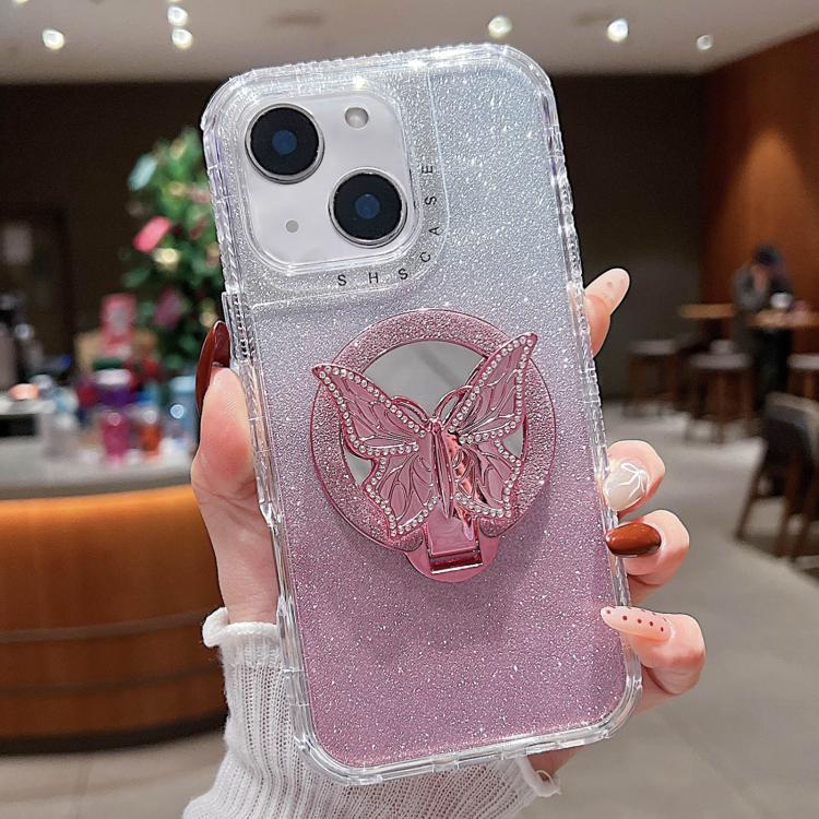 Mirror Butterfly Holder Glitterr MagSafe Phone Case, For iPhone 14, For iPhone 14 Pro, For iPhone 14 Pro Max, For iPhone 13 Pro Max, For iPhone 13 Pro, For iPhone 13, For iPhone 12, For iPhone 12 Pro Max, For iPhone 12 Pro