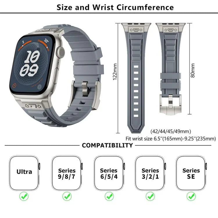 Kalebol High Stretch Silicone Armor Watch Band, For Apple Watch 46mm / 49mm / 45mm / 44mm