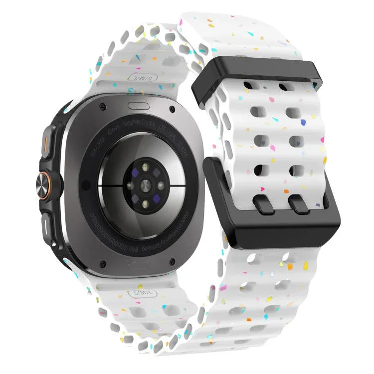 Dual Buckle Colorful Dots Silicone Watch Band, For Samsung Galaxy Watch Ultra 47mm / Ultra 2025