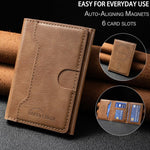Oily Leather Horizontal Magnetic Wallet Card Bag Case