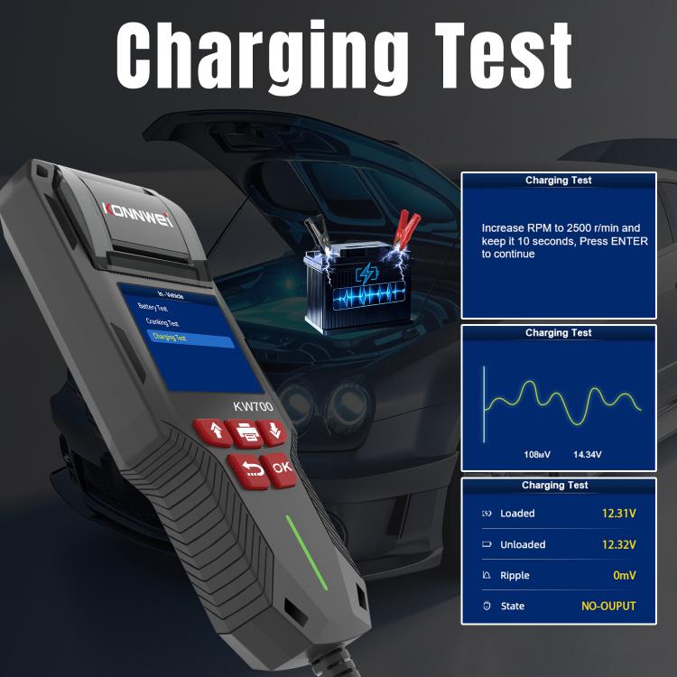 KONNWEI KW700 12V / 24V 2.8 inch Color Screen Car Battery Tester with Printer, KW700