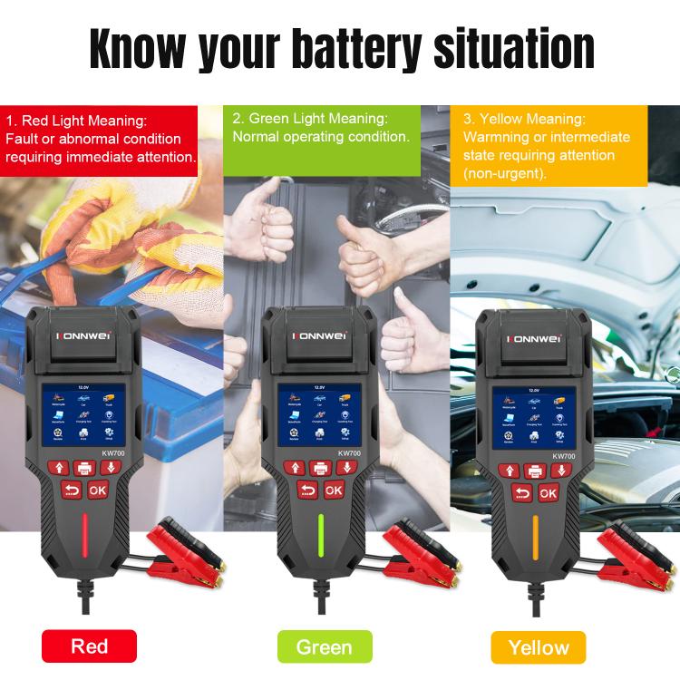 KONNWEI KW700 12V / 24V 2.8 inch Color Screen Car Battery Tester with Printer, KW700
