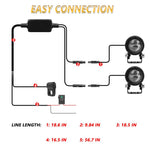 30W 3000LM 6000K Motorcycle Dual Lens LED Spotlight with Control Cable Set