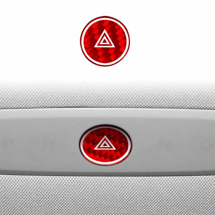 For Tesla Model 3 2023- Carbon Fiber Car Emergency Light Button with Label Decorative Sticker, Car Emergency Light Button, Car Emergency Light Button with Label