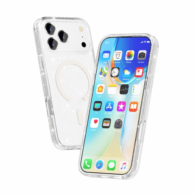 Terminator Style Glitter Powder MagSafe Magnetic Phone Case, For iPhone 17 Pro Max, For iPhone 17 Pro, For iPhone 17, For iPhone Air