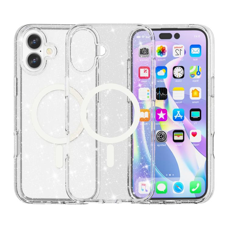 Terminator Style Glitter Powder MagSafe Magnetic Phone Case, For iPhone 17 Pro Max, For iPhone 17 Pro, For iPhone 17, For iPhone Air