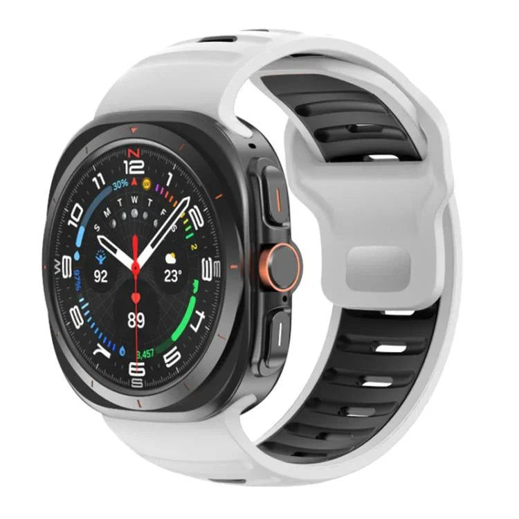 Striped Two Color Silicone Watch Band, For Samsung Galaxy Watch Ultra 47mm / Ultra 2025