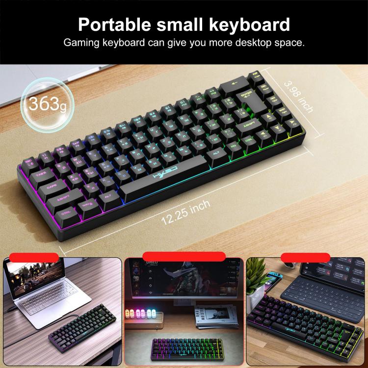 HXSJ V200 Russian Version Wired RGB Backlit Mechanical Keyboard 68 Key Caps, Cable Length: 1.7m, V200 Russian Version White