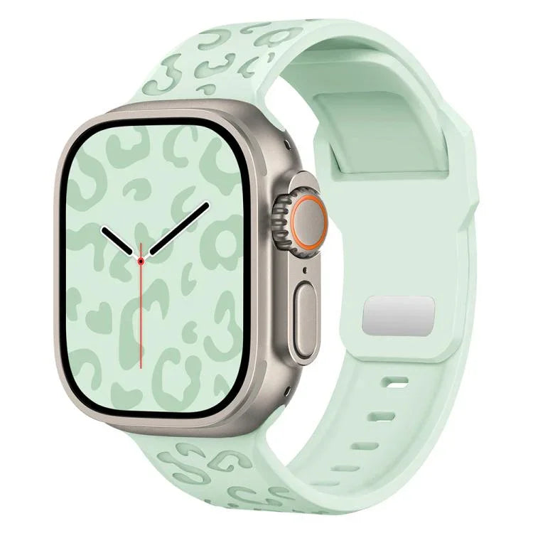 Buckle Concave Leopard Silicone Watch Band, For Apple Watch 46mm / 49mm / 45mm / 44mm, For Apple Watch 42mm / 41mm / 40mm / 38mm