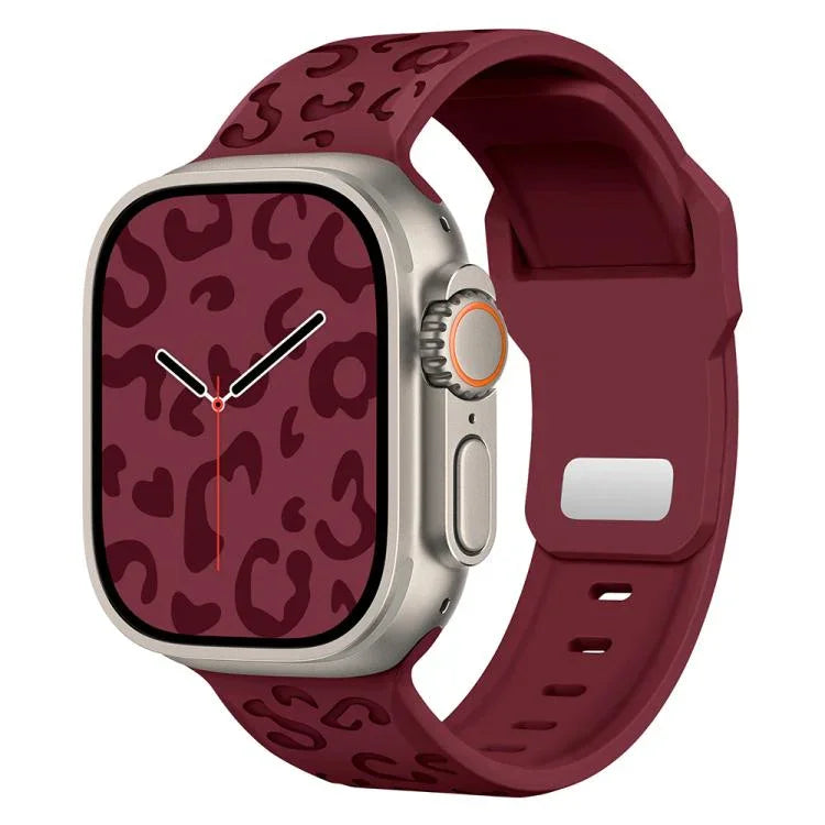 Buckle Concave Leopard Silicone Watch Band, For Apple Watch 46mm / 49mm / 45mm / 44mm, For Apple Watch 42mm / 41mm / 40mm / 38mm
