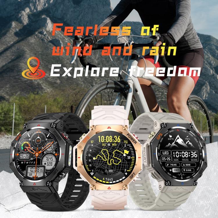 KC91 1.39 inch IPS Screen 3ATM Outdoor GPS Smart Watch with Flashlight