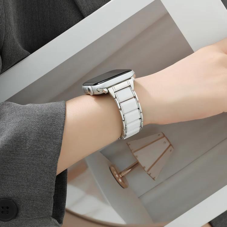 Three Beads Ceramics 18mm Steel Watch Band, For Apple Watch 46mm / 49mm / 45mm / 44mm, For Apple Watch 42mm / 41mm / 40mm / 38mm