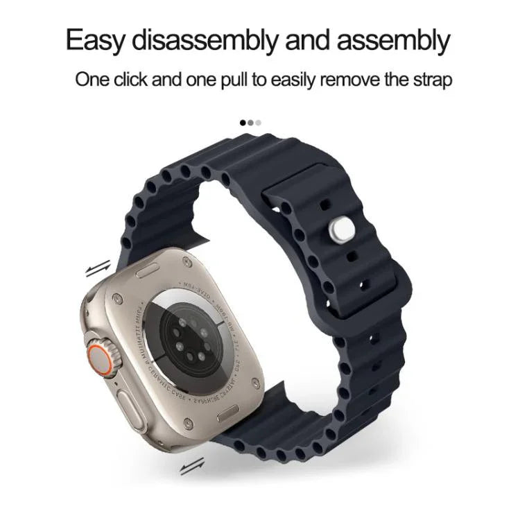 Butterfly Buckle Ocean Silicone Watch Band with Film Integrated PC Case, For Apple Watch Series 44mm, For Apple Watch Series 40mm, For Apple Watch Series 10 / 11 46mm, For Apple Watch Series 10 / 11 42mm, For Apple Watch Series 45mm                    ...