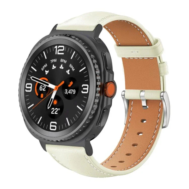 xDfind Flat Head Black Shark Fine Grain Leather Watch Band, For Samsung Galaxy Watch Ultra / Ultra 2025, For Samsung Galaxy Watch8 / Watch8 Classic, For Samsung Galaxy Watch7 / FE / 6 / 5 / 4