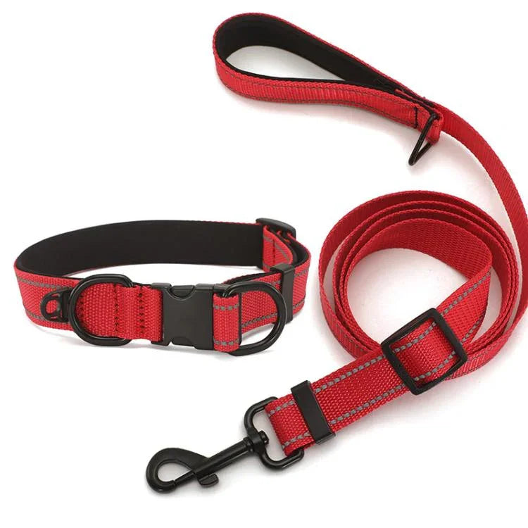 Pet Reflective Collar Waterproof Cloth Black Buckle with 1.8m Leash, Waterproof Collar + Leash, S, Waterproof Collar + Leash, M, Waterproof Collar + Leash, L