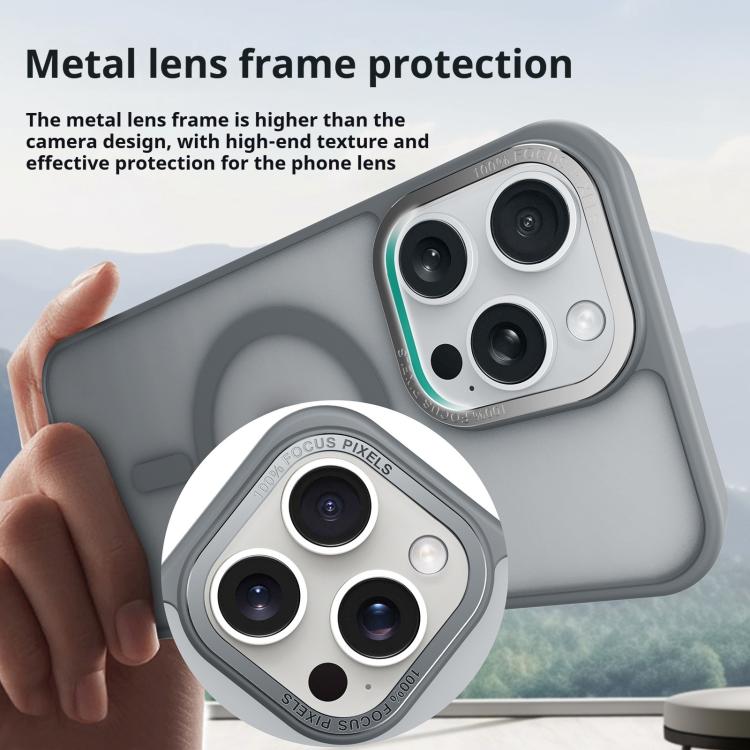 Kalebol Metal Lens Frame MagSafe Frosted PC Phone Case, For iPhone 14 Pro Max, For iPhone 13 Pro Max, For iPhone 13 Pro, For iPhone 13