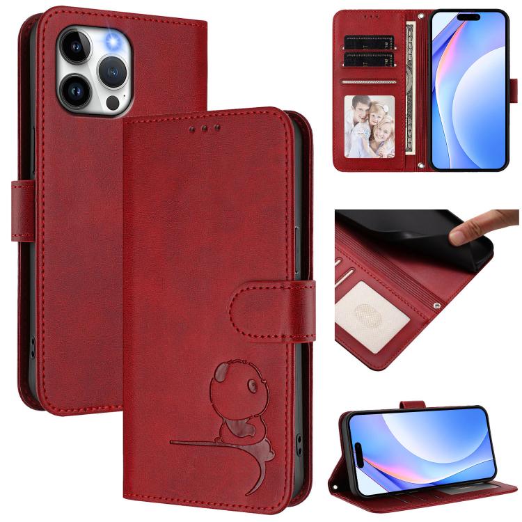 Litter Panda Embossing RFID Leather Phone Case with Lanyard, For iPhone 14 Pro Max, For iPhone SE 2022 / 2020 / 8 / 7, For iPhone 13 Pro Max, For iPhone 13 Pro, For iPhone 13 mini, For iPhone 12 / 12 Pro, For iPhone 12 Pro Max, For iPhone 12 mini