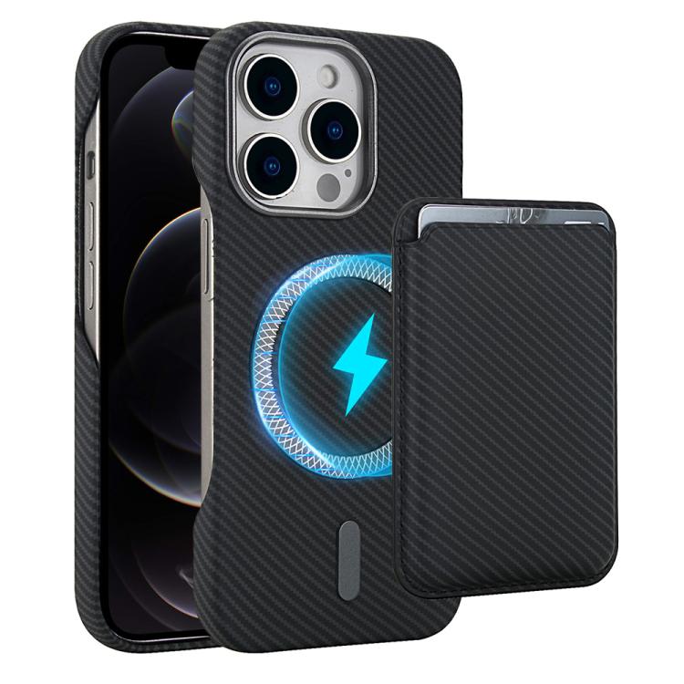Carbon Fiber MagSafe Magnetic Card Holder Phone Case, For iPhone 13, For iPhone 12, For iPhone 12 Pro Max, For iPhone 12 Pro