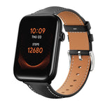 xDfind Flat Head Black Shark Fine Grain Leather Watch Band, 20mm For Ticwatch GTH / E3 / E / 2, 22mm For Ticwatch Pro X / Pro3 / Pro / GTX / E2