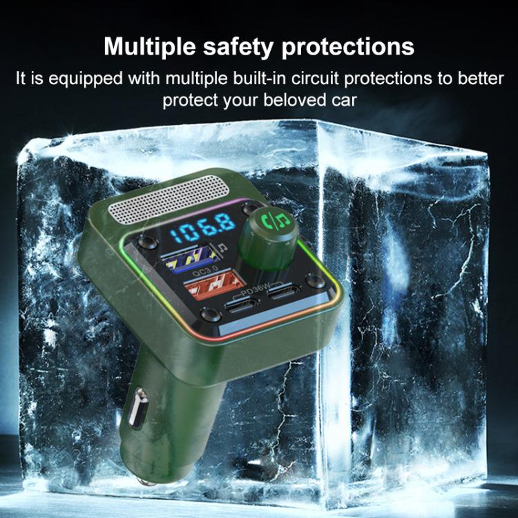 BC91 Car Bluetooth Hands-free Calling PD36W Fast Charging with Atmosphere Light, BC91