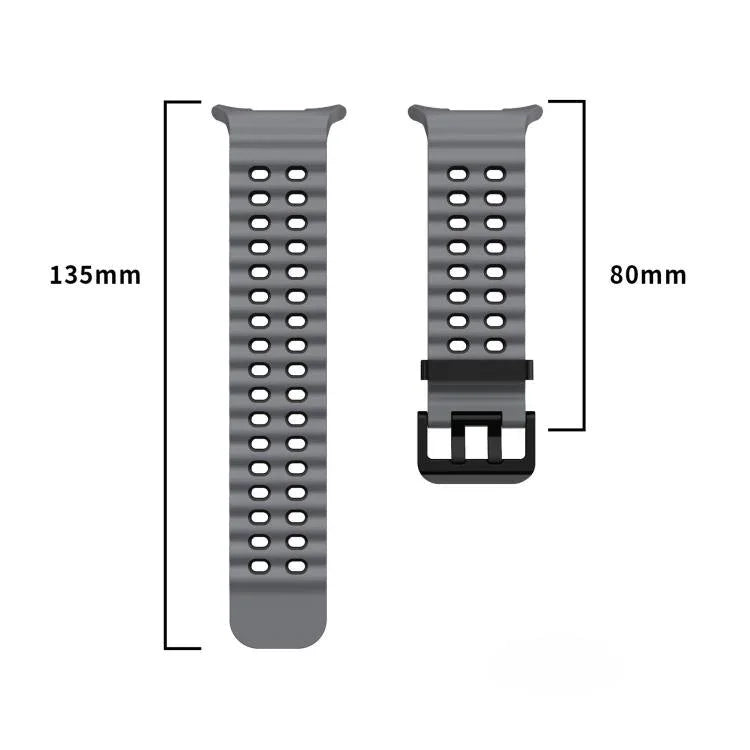 xDfind Black Buckle Ocean Two Color Dual-row Hole Silicone Watch Band, For Samsung Galaxy Watch Ultra 47mm / Ultra 2025, For Samsung Galaxy Watch8 / 8 Classic
