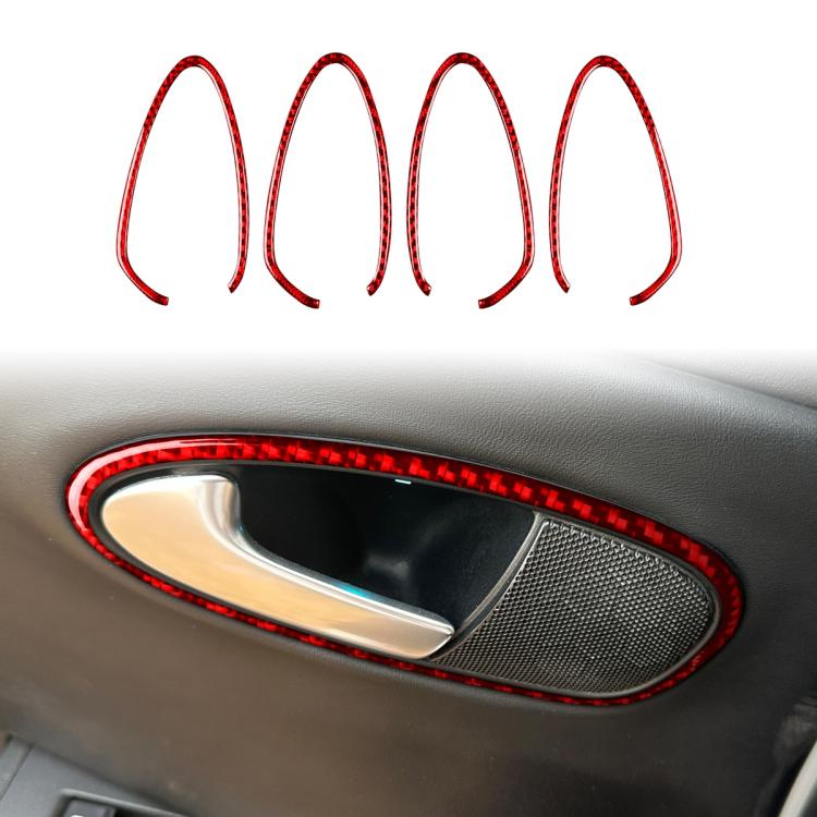4pcs/Set Carbon Fiber Car Inner Door Handle Panel Decorative Sticker for SEAT Leon 2005-2012, Left and Right Driver, Inner Door Handle Panel