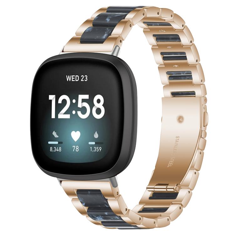 xDfind Three Beads Metal Resin Watch Band, For Fitbit Versa 4 / 3 / Sense 2 / Sense