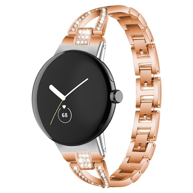 xDfind X-Shaped Single Row Diamond Metal Watch Band, For Google Pixel Watch 4 / 3 / 2 / 1 41mm