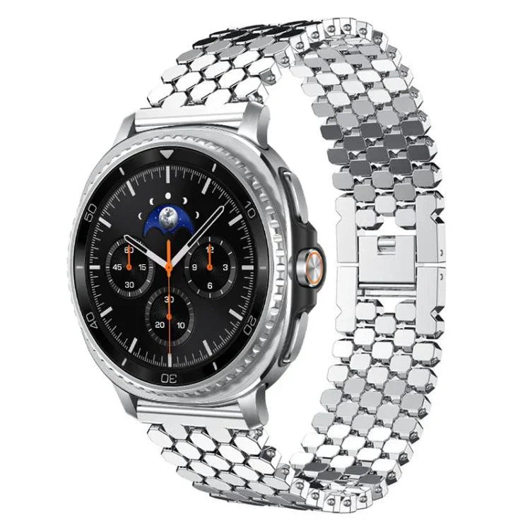 xDfind Fish Scale Texture Metal Watch Band, For Samsung Galaxy Watch Ultra/Ultra 2025, For Samsung Galaxy Watch8 / 8 Classic, For Samsung Galaxy Watch7 / FE / 6 / 5 / 4, For Samsung Galaxy Fit3