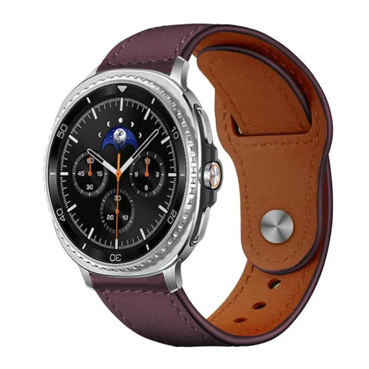 xDfind Rivet Buckle Genuine Leather Watch Band, For Samsung Galaxy Watch Ultra / Ultra 2025, For Samsung Galaxy Watch8 / 8 Classic