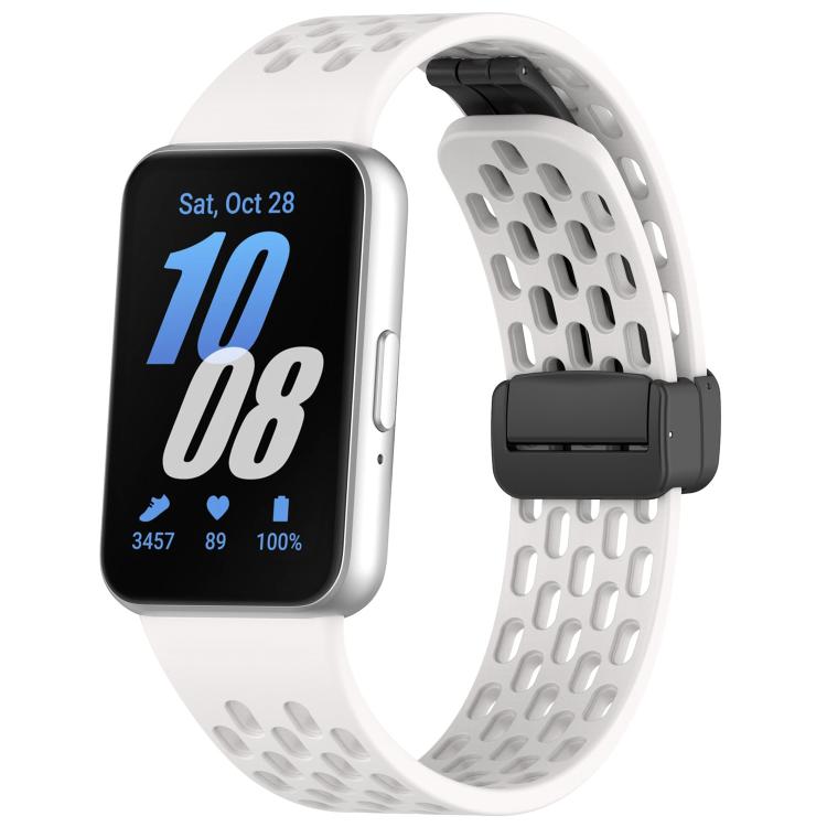 xDfind Hole Style Magnetic Black Buckle Silicone Watch Band, For Galaxy Fit3
