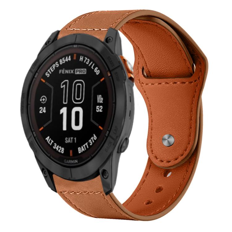 xDfind Rivet Buckle Genuine Leather Watch Band, For Garmin Fenix 8/7X/6X/5X 26mm, For Garmin Fenix 8/7/6/5 22mm