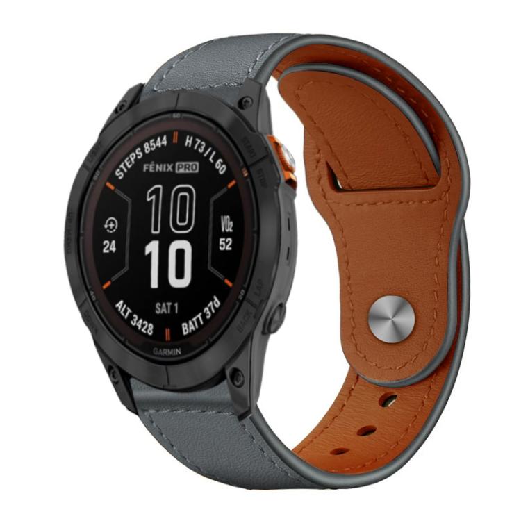 xDfind Rivet Buckle Genuine Leather Watch Band, For Garmin Fenix 8/7X/6X/5X 26mm, For Garmin Fenix 8/7/6/5 22mm