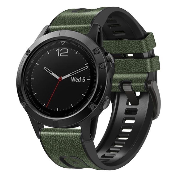 xDfind Leather Skin Silicone Quick Release Watch Band, For Garmin 26mm, For Garmin 22mm