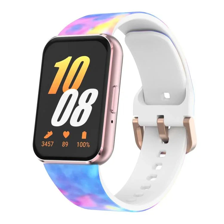 xDfind Gold Buckle Printed Silicone Watch Band, For Samsung Galaxy Fit3