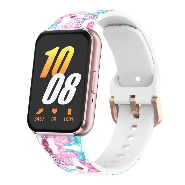 xDfind Gold Buckle Printed Silicone Watch Band, For Samsung Galaxy Fit3