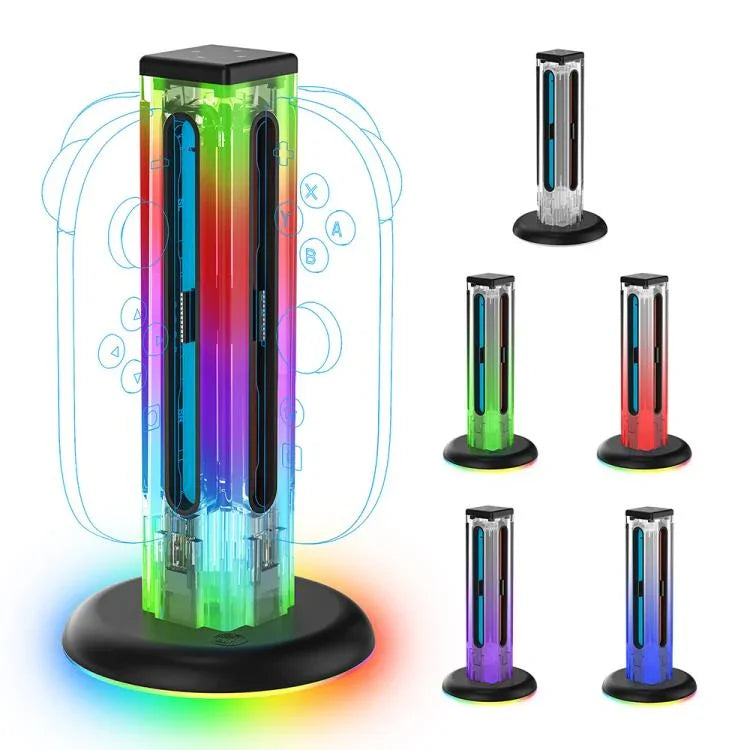 JYS NS2318 4 in 1 Game Controller Charging Dock with RGB Light, For Nintendo Switch 1 / 2, JYS-NS2318