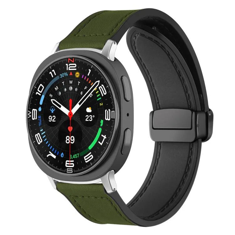 xDfind Crazy Horse Pattern Silicone Skin Magnetic Buckle Watch Band, For Samsung Galaxy Watch Ultra / Ultra 2025, For Samsung Galaxy Watch8 / 8 Classic