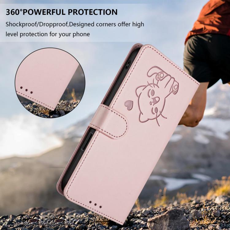 Embossed Heart Cat Leather Phone Case with Hand Strap, For iPhone 11 Pro Max, For iPhone 11, For iPhone 11 Pro, For iPhone X / XS