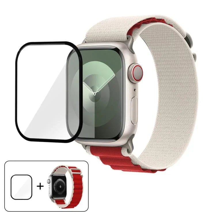 Buckle Loop Nylon Watch Band with 3D Curved Film, For Apple Watch Series 10 42mm