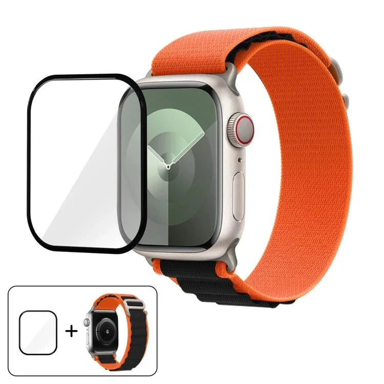 Buckle Loop Nylon Watch Band with 3D Curved Film, For Apple Watch Series 10 42mm